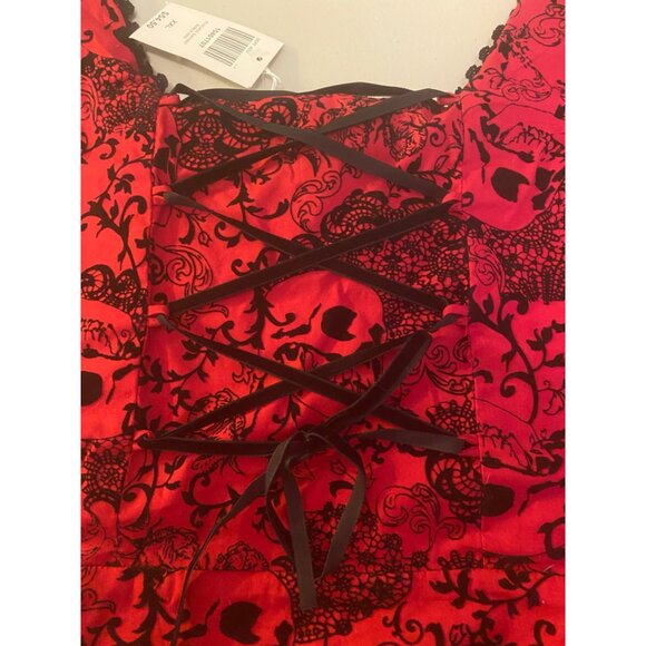 Hot Topic Red & Black Gothic Skull Lace-Up Sleeveless Dress XXL - Picture 7 of 14